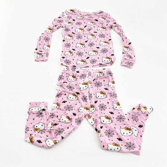 Hello Kitty Other - Hello Kitty Sanrio Halloween Pink Pajama Set Toddler 3T Spooky Pumpkin Bats PJs
